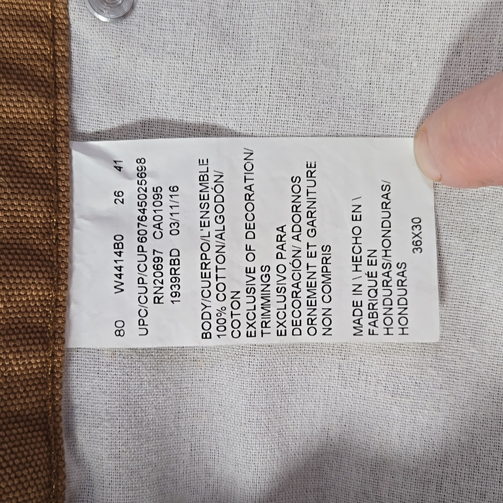 Dickies Men's Heavyweight Cotton Brown Carpenter Pants 36 x 30 - Picture 9 of 10